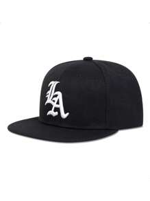 1pc Unisex Street Style Embroidered Flat-Brim Baseball Cap, 100% Polyester, Handwash, Non-Stretch, Lightweight - Adjustable Flat-Brim