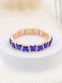 1 pieza Pulsera ajustable chapada en oro de 14K con decoración de mariposa danzante elegante, de moda y versátil