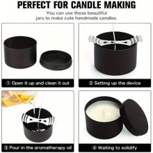 Kit de Velas DIY - 42 Peças Conjunto de Latas de Madeira Preta com Tampas, Recipientes Reutilizáveis, Inclui 10 Mechas, 20 Adesivos e 6 Suportes de Mecha, Para Artesanato e Arte