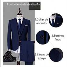 Traje Fiesta Boda Negro Casual Caballero Hombre 6 Pcs Kit - Azul - Ver 3