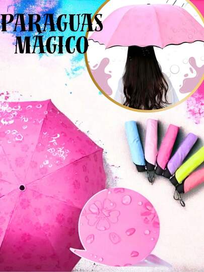 Paraguas Mágico sombrilla que florece al contacto con el agua,Paraguas Mágico De Bolsillo Sombrilla Automática 5 Varillas Diferentes Colores Paraguas Cambia de Color con el Agua Mango Recto