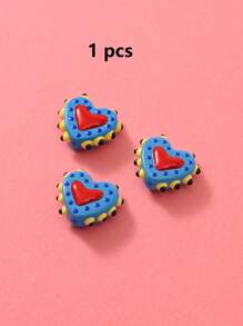 1/5 piezas Cuentas de vidrio pintadas a mano con corazones de puntos de múltiples colores de dopamina, aptas para hacer collares, pulseras, aretes, llaveros, encantos de teléfono, para amantes unisex