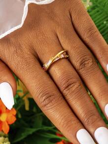 9pcs Delicate Sparkling Copper Electroplated 18K Gold Cubic Zirconia Colorful Geometric Heart Shaped Ring Set, Women Stacking Rings, Knuckle Rings, Daily Jewelry, Gift For Friends