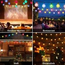 1 pieza Luces de cadena de bolas de cristal solares, resistentes al agua IP65 para uso en exteriores, luces de burbuja LED para decoración de jardín, con 8 modos, 20/50/100 leds, perfectas para acampar, decoración de tienda de campaña y ambiente acogedor de dormitorio, luces de cadena solares para jardín exterior, fiesta, Halloween, Navidad, Pascua, iluminación para acampar.