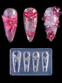 3D Silicone Mold Bow Flower Heart Nail Art Decorations Nails DIY Design Nail Mold Stamping Plate Manicure Mold For Nail Design Floral Nail Molds Spring Flower Nails Carved Acrylic Mold Blossom Petals