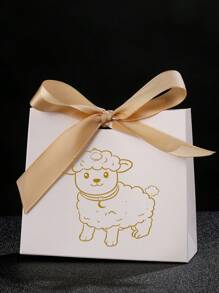 Élégantes boîtes à bonbons thème mouton pour l'Aïd al-Adha, avec ruban doré - contenants cadeaux en papier blanc et doré pour Ramadan Kareem, parfait pour les faveurs de fête islamique et décorations de maison