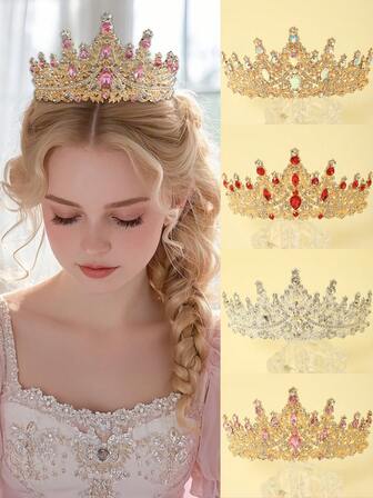 1件新娘皇冠头饰，适合晚宴公主裙造型。花冠和头饰是送给她的绝佳生日礼物，也适合婚礼、夏威夷风情装扮、发饰、节日装扮、闺蜜礼物。