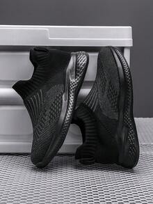 Teenagers' Casual Slip-On Sneakers, Breathable Soft Comfortable Sports Shoes, Spring & Autumn - Black - View 7