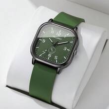 1pc Women Simple Quartz Wrist Watch With Silicone Band, Fashionable Casual Matte Numeric Dial Design, No Watch Box Included - Green - View 4