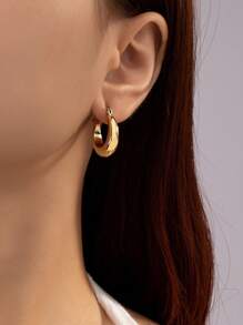 1 par de elegantes, exquisitos, versátiles, populares, minimalistas y elegantes pendientes de aro dorados, apropiados para fiestas y uso diario