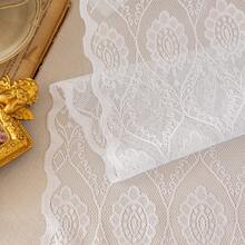 1 件法式乡村白色花卉提花透明蕾丝窗帘，带杆袋悬挂，适用于客厅、卧室、阳台、厨房、小屋、花园、窗户装饰，夏季