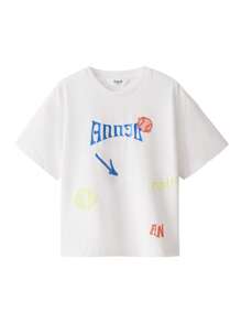 Annil Camiseta de manga corta de cuello redondo casual, fresca y transpirable, versátil para niño preadolescente en verano