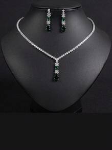 3pcs/Set Women's Fashion Bridal Wedding Jewelry Set, Necklace Earrings Combination, Glittering & Luxury Ladies Fashion Accessory Set, Summer Jewelry Set, Western Ball Jewelry, Holiday Gift (Multiple Colors Available)