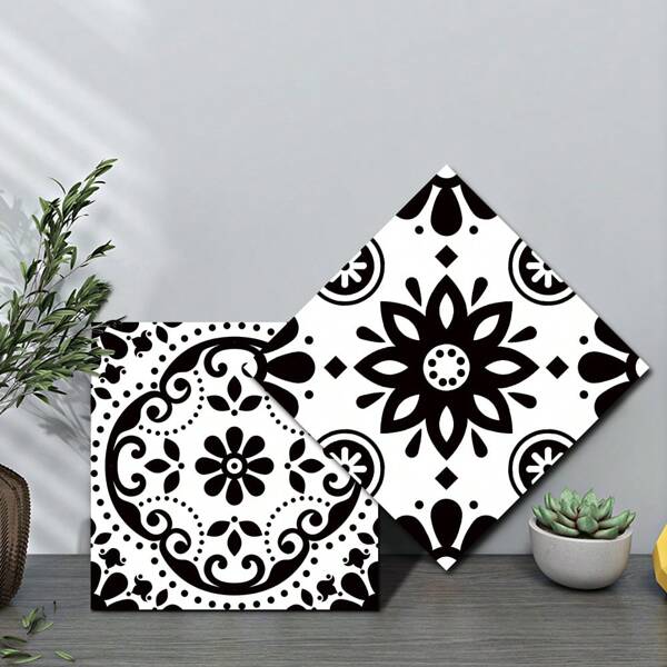 16 Peças Adesivos de Parede com Imitação Vintage de Azulejos Cerâmicos, Autoadesivo para Sala de Estar, Cozinha, Banheiro, Decoração de Escada, Brilho Removível, Decoração de Ambiente Personalizada para Decoração Doméstica