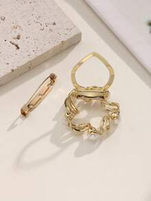 Fashionable And Elegant Rhinestone Embellished Scarf Clip - Gold (Pearl) - View 6