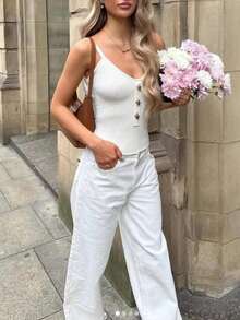 New Summer Women Sexy Short Tank Top Fashion Rib Knit Camisole - White - View 3