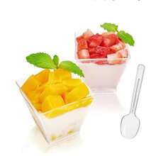 12/25/50/100 pièces Coupes à dessert en plastique transparent, petites coupes carrées en plastique transparent pour gelée, convient pour les fêtes, les mousses, les crèmes-desserts, les desserts, les mini-gâteaux glacés (réutilisables)