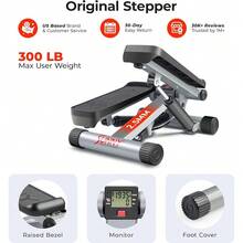 2025 Hottt New Arrivals-Sunny Health & Fitns Mini Stepper For Exercise Low-Impact Stair Step Cardio Equipment  Ristance Bands, Digital Monitor, Optional Twist Motion Stepper-Original
