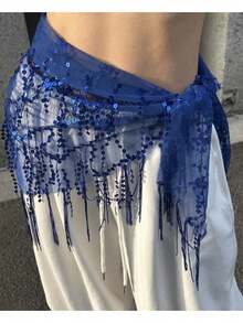 1件装女士肚皮舞服装，亮片流苏肚皮舞臀巾，肚皮舞/泰式舞/阿拉伯舞裙腰带 - 彩色 - 查看 2