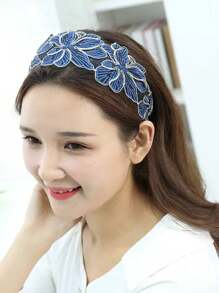 1 Pc Classical Netting Lace Wide-Brimmed ,With Embroidered Pattern As Decorative Headwear, Headpiece, Suitable For Women And Daily Use,Hairband,Hair Hoop Headbands