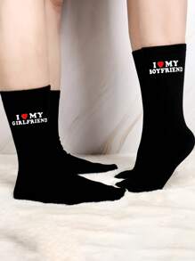 1 Pair I Love My Girlfriend Socks Cute Gifts For Boyfriend Funny Boyfriend Gift Ideas For Anniversary Valentine's Day Birthday Gifts I Love My Girlfriend Socks Funny Socks, Fall