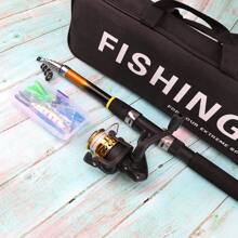 Gelbes Fiberglas-Angelruten- und Angelzubehör-Set mit robustem und hochfestem Rutenkörper, der den Aufprall großer Fische effektiv abfedert und hervorragende Bruchfestigkeit bietet. Das Set bietet mehrere Größenkombinationen, geeignet für Süßwasserseen, Bäche und das Angeln im Meer und stellt so eine praktische und unverwechselbare Angelausrüstung für Angler dar.