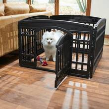 4-Panel Plastic Exercise Dog Playpen, 24"H, Black - Black - View 1