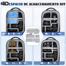 RAINSMORE Mochila para Camara Fotografica DSLR SLR Mirrorless Mochila Camara Laptop Mochila Fotografia con Funda Impermeable y 14 Pulgadas Compartimento Portátil Mochila Antirrobo para Cámara Negro - Negro - Ver 7