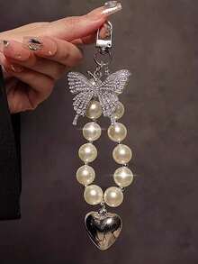 1pc Luxurious Rhinestone Phone Chain/Lanyard, Charms For Phone Case, Keychain, Bag Decoration, Phone Rope With Clip - Multicolor - View 3