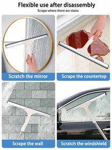 2-In-1 Rotatable Window Cleaner With Extendable Pole - Dual-Sided Glass Tool For Indoor/Outdoor Windows, Car Glass, High-Rise Cleaning - Detachable Head For Kitchen Counter Scraps, Bathroom Mirror Fog