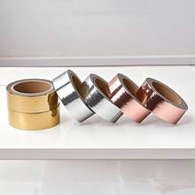 3 件装 196.85 英寸/500 厘米金银色金属箔胶带 DIY 装饰纸胶带反光礼品包装丝带贴纸密封适用于墙壁家具笔记本剪贴簿家居装饰