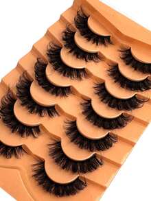 7 par klassiska ryska volym DD curl fluffiga täta fuskminkögonfransar, lämpliga för nybörjare, återanvändbara dramatiska minkfransar, remsögonfransar, fransar, ögonfransar, lösögonfransar - Ryska strippa lösögonfransar - Visa 5