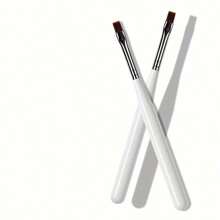 Set de 10 pinceles de arte para uñas - Punta plana, pinceles para pintura y dibujo de gel UV, mango blanco, sin olor - Pinceles profesionales para extensiones de uñas y construcción de gel para diseño de arte de uñas