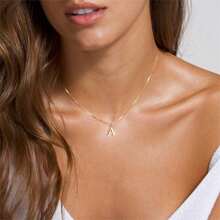 1 pieza Collar con colgante de inicial del alfabeto A-Z 26 letras, hipoalergénico, de acero inoxidable, regalo de joyería apto para uso diario