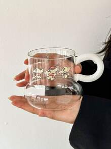 1pc Artistic Sesame Dot Printed Glass Mug, High-Quality, Fashionable, Sesame Dot Print Design, Artistic, Modern, Suitable For Young Women, Large Capacity, Daily Drinking Cup, Coffee Cup, Tea Cup