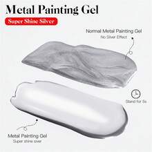 Mtssii 8g Sơn móng tay dạng gel ánh bạc siêu sáng, sơn vẽ kim loại tráng gương, sơn mài móng tay dễ sử dụng và bền lâu, sơn gel UV LED có thể tháo gỡ. - Bạc - Xem 6