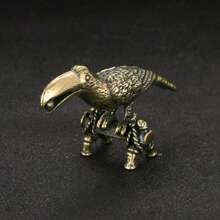 Retro Brass Parrot Small Statue Desk Ornament Simulation Bird Animal Figurines Incense Holder Home Decoration Crafts Collections