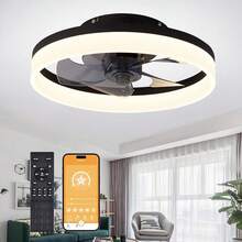 2025 Hottt New Arrivals-MOSSCO Ceiling Fans  Lights And Remote, LED Dimmable 3 Colour 6 Speeds Reversible Fan Light, Modern Fan Lights Ceiling For Bedroom, Flush Mount Low Profile Ceiling Fan Light White 40CM-40CM Black - Bildfarbe - View 1