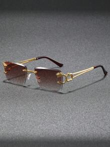 Ochelari de soare 1 buc pentru bărbați, fără ramă, retro, de înaltă calitate, versatil, stil stradal, pentru vacanță de vară la plajă, în aer liber, călătorii, înapoi la școală, aspect preppy la modă