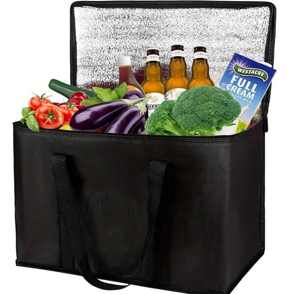 Extra-Large Insulated Cooler Bag - Keeps Food Hot Or Cold For Hours, Reusable Grocery Tote With Durable Zipper, Lightweight & Sturdy