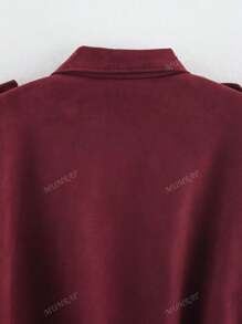 Giacca da donna casual di moda da strada con colletto alla coreana, manica lunga con chiusura lampo, vestibilità morbida e vintage