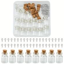 15个/套 1毫升迷你玻璃瓶，配软木塞 - 精致可爱的玻璃瓶，适用于DIY、艺术创作、手工项目、装饰和派对礼品 - 彩色 - 查看 1