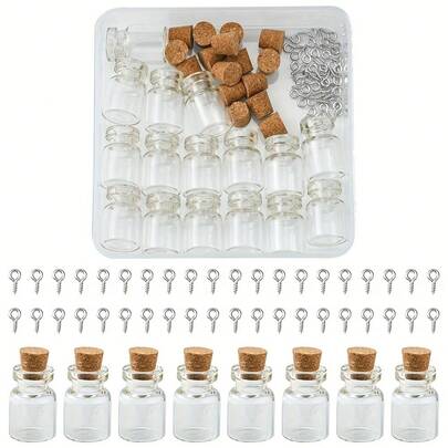 15个/套 1毫升迷你玻璃瓶，配软木塞 - 精致可爱的玻璃瓶，适用于DIY、艺术创作、手工项目、装饰和派对礼品