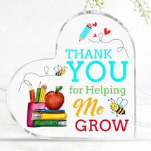 Thank You For Helping Me Grow-1pc Heart Acrylic Plaque,Teacher's Day Gift For Teacher,Appreciation Gift For Friends,Appreciation Gift For Men,Appreciation Gift For Professor, Tutor,Teacher Birthday Gift For Teachers, Professor,Christmas Gift For Teacher, Art Craft Ornament Gift,Keepsake - Transparent - View 12