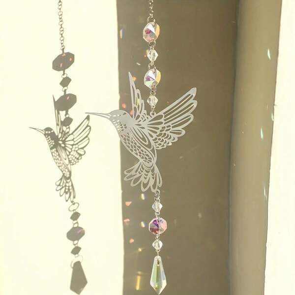 1 Crystal Sun Catcher, Hummingbird Prism Sun Catcher Window Garden Hanging Decoration Accessory, Prism Rainbow Making Pendant Suitable For Garden Decoration, Outdoor Garden, Window Decoration, Room Decoration Bedroom Decor Home Decor Wall Decor