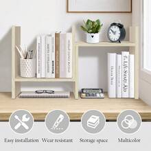 Jerry & Maggie Expandable Wood Desktop Bookshelf Office Desktop Organizer Storage Display Shelf Easy To Assemble - White Wood Tone - View 5