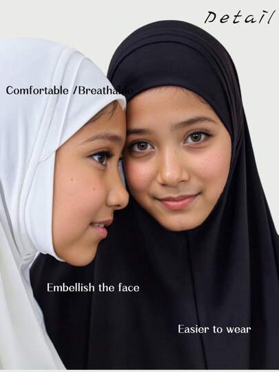 10+ Years 1pc Instant Hijab Arab-Style Soft Light Round Edge Headscarf Malaysia Silk Touch Hijab Undercap High-Elasticity Modest Under Scarf Easy-To-Wear Headwrap InvisibleHijab Girl Girl Outdoor Sport