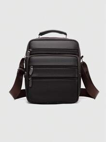 1pc Genuine Leather Solid Men's Shoulder Bag Crossbody Bag, Square Multi-Pocket, Phone Bag Wallet Suitable For Daily Business Commute School Bag Teenagers Freshmen High School University Practical Stylish Sling Bag Man Bag Cross Body Bag Shoulder Bag Side Bag Students School Supplies