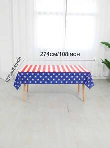 1pc Stars & Stripes Disposable Plastic Tablecloth, Rectangular 54*108inch Table Decor