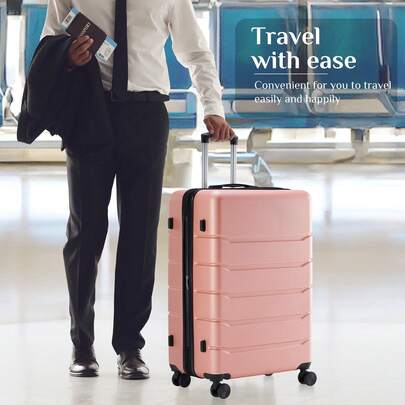  OLIXIS 24 Inch Expandable Roller Luggage, Hardside Suitcase With Double Spinner Wheels, TSA Lock And Lightweight, Black Luggage Case Trolley Suitcase Spinner Suitcase Travel Luggage Travel Suitcase Hardshell Suitcase Suitcase Luggage Carry-On Suitcase With Wheels Travel Essentials For Men For Women For Vacation For Business Large Capacity Travel Essential Travel Accessories Travel Organizer Travel Stuff